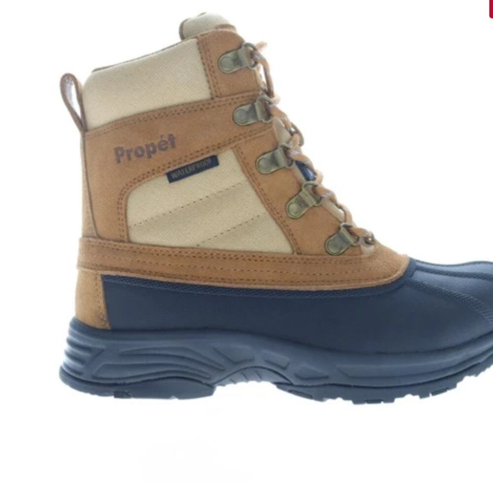 NIB Propét Cortland Waterproof Winter Duck Boots Tan / Navy Mens/Womens 9.5W